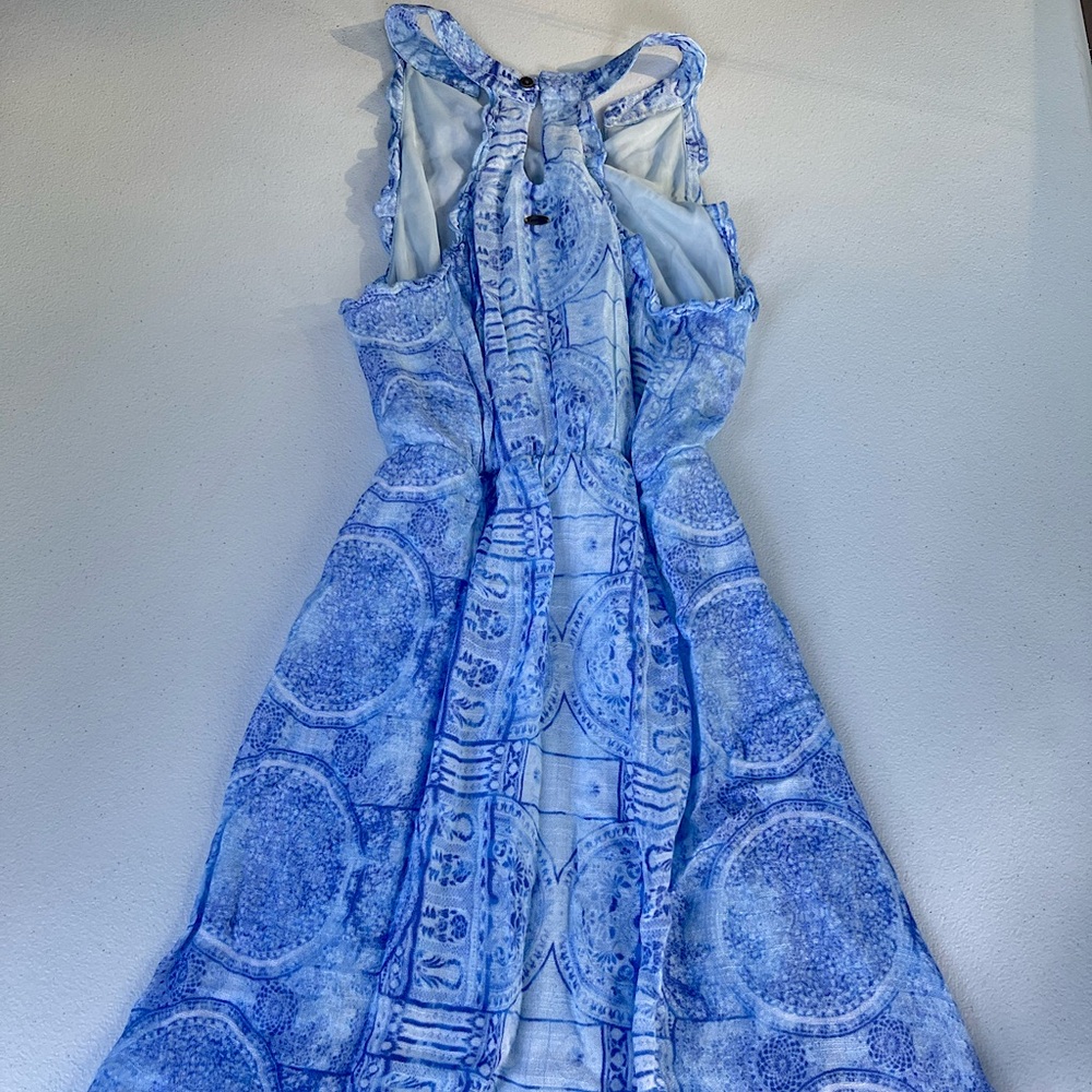 O’Neill Girls Summer halter top dress layered knit tie dye blue M 9/10